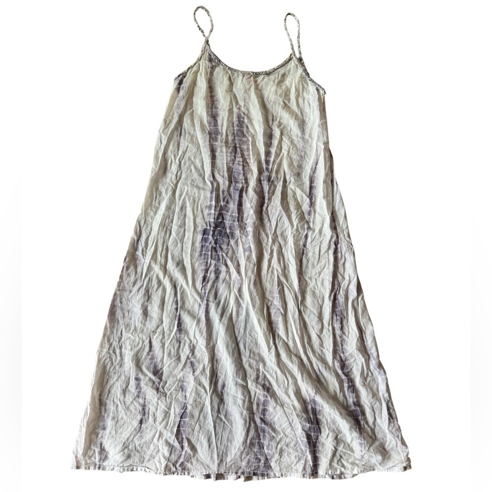 Chan Luu Small Dress Purple Tie Dye Sleeveless Braided Straps Detail Lightweight